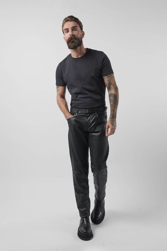STRAIGHT LEG STRETCH LEATHER TROUSER